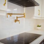 Kitchen Renovation in Mississauga; gold colour pot filler faucet