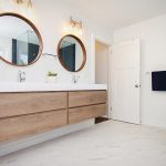 Wood floating vanity cabinet